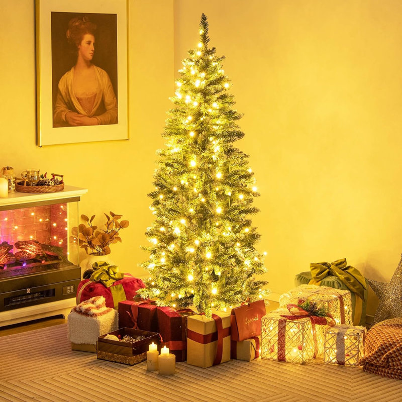 Lighted Artificial Pine Christmas Tree, 150cm H