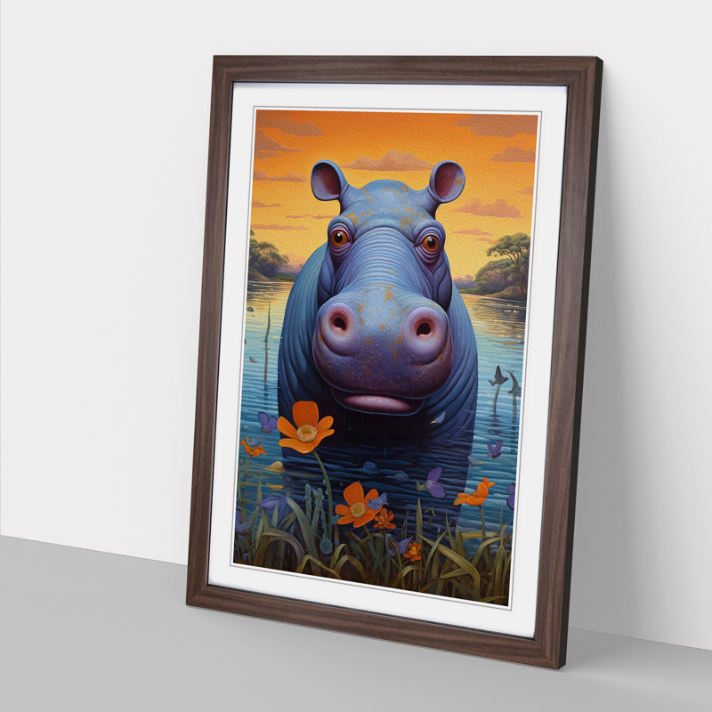 Hippo Modern Art - Framed Print