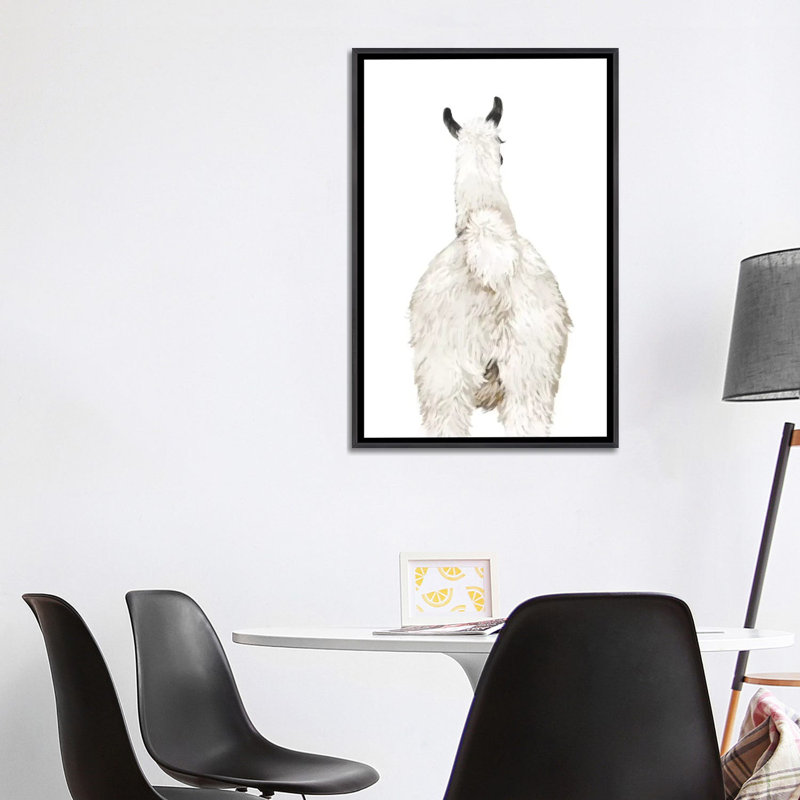 Art du lama, H 26 po x l 18 po x P 1,5 po, Toile avec cadre noir patiné