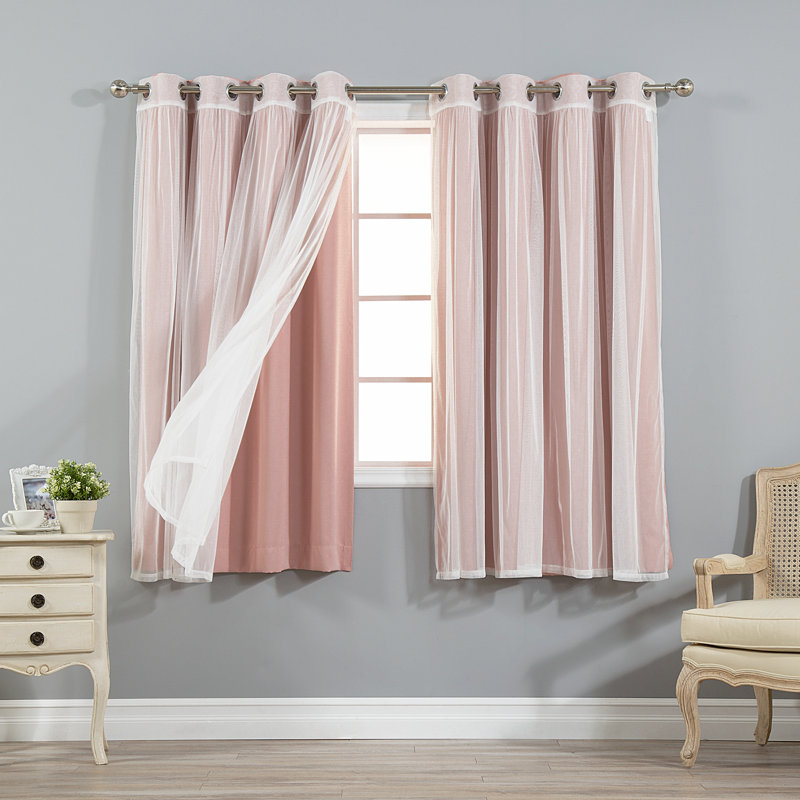 Panneau coulissant en polyester Natascha, L 52 po x L 63 po, Rose poudreux