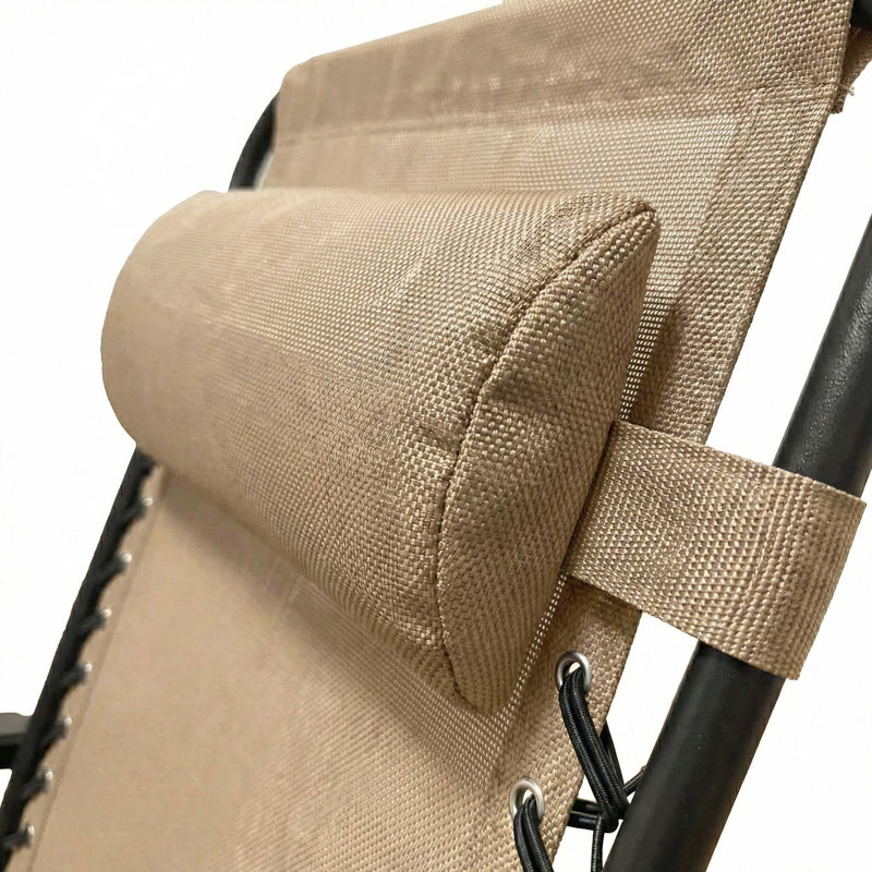 Set of 2 Outdoor Lounge Chair with Adjustable Headrest, Folding Patio Recliner Chair with Breathable Fabric and Steel Frame