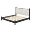 Lit plateforme simple et moderne en bois avec tête de lit tapissier-126553055