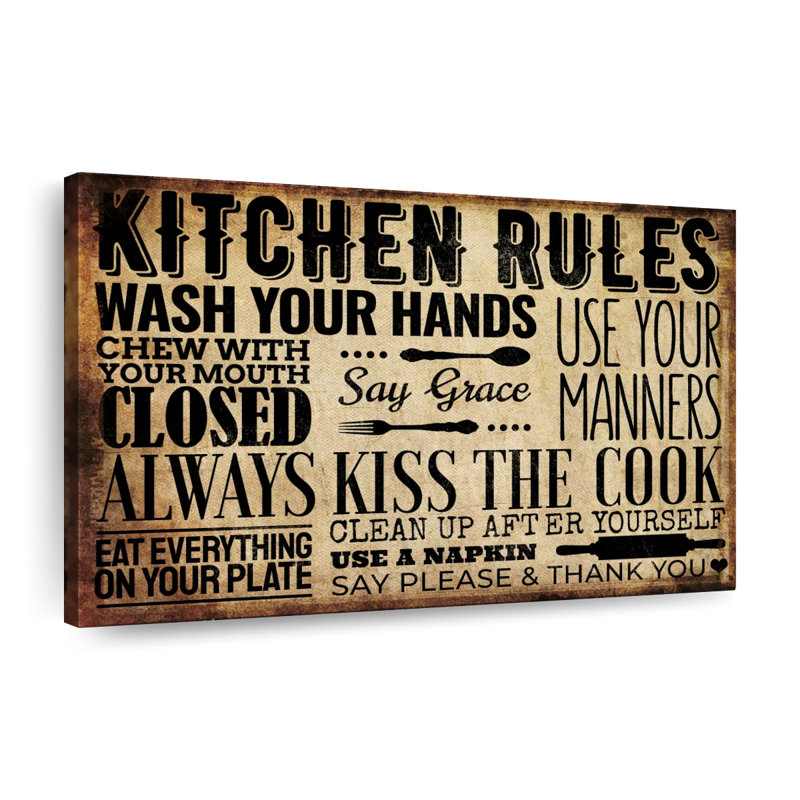 «Traditional Kitchen Rules» sur impression sur toile, H 45 po x l 30 po x P 1,25 po