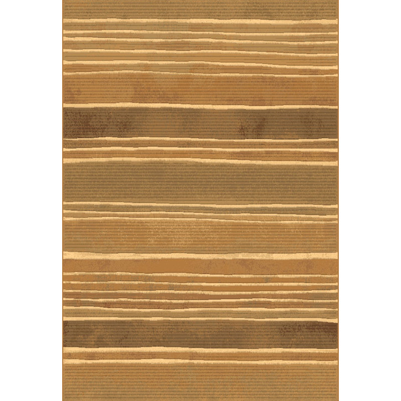 Tapis beige à rayures Hillegierd, Rectangle 6 pi 7 po x 9 pi 6 po