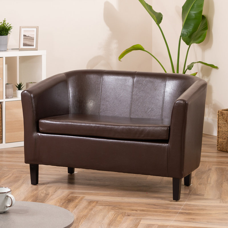 Laci-Mai 2 Seater Faux Leather Sofa, Brown