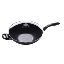 MasterPRO Gastro Titanium 5.2 qt. Cast Aluminum Everyday Pan with Tempered Glass Lid, Brown