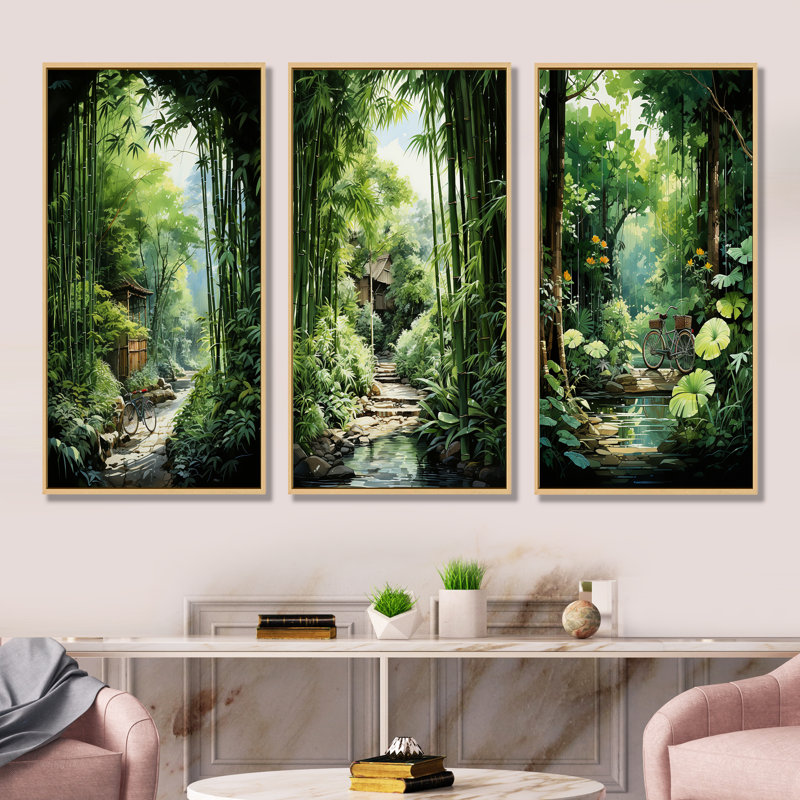 Jade Journey Green Forest, Cadre flottant brun, H 28 po x l 36 po