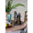 7.7X3.9X13.6" Brown And Gray Water Fountain With Antique Water Pump Design And LED Light