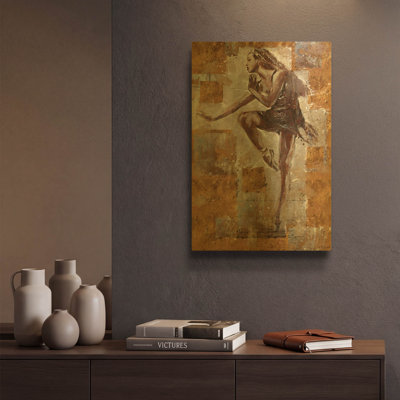 « Danseuse de jazz n° 1 » de Marta Wiley, tableau mural en métal doré, 30,5 x 40,5 cm