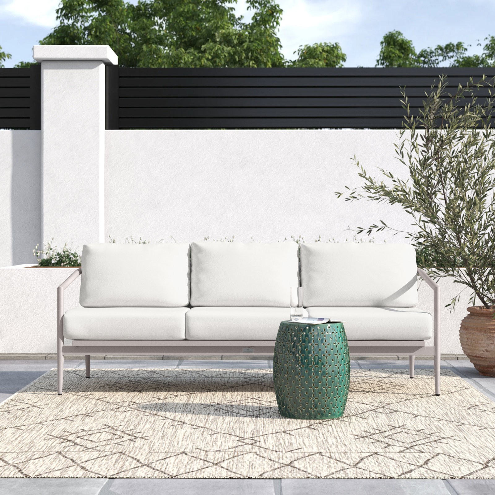 Delaine 83" Sunbrella® Patio Sofa, Canvas Natural Sunbrella® Canvas, Urban Stone