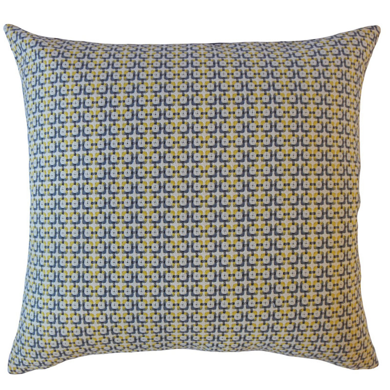 Coussin géométrique Feleti, 20 po x 20 po, Coussin décoratif, Jaune
