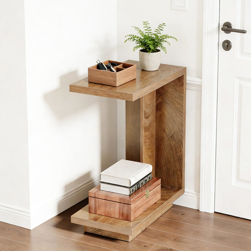 Élégante table de chevet - 2 tablettes ouvertes, aspect bois foncé, profondeur de 23,9 po, table de chevet polyvalente et exquise, imperméable, 11,66 po de largeur