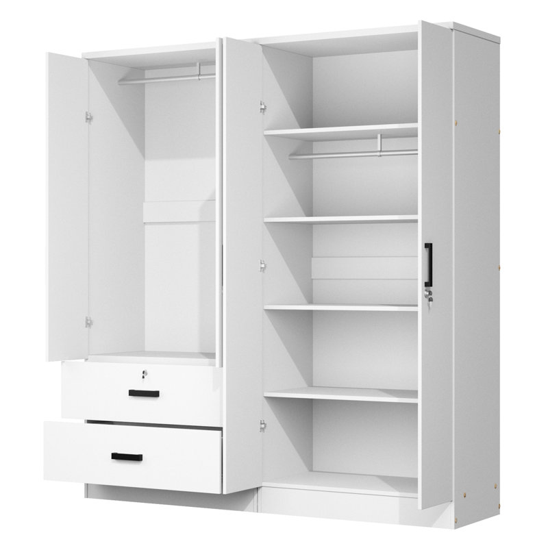 Armoire double avec 4 portes minces et 2 tiroirs! , Blanc