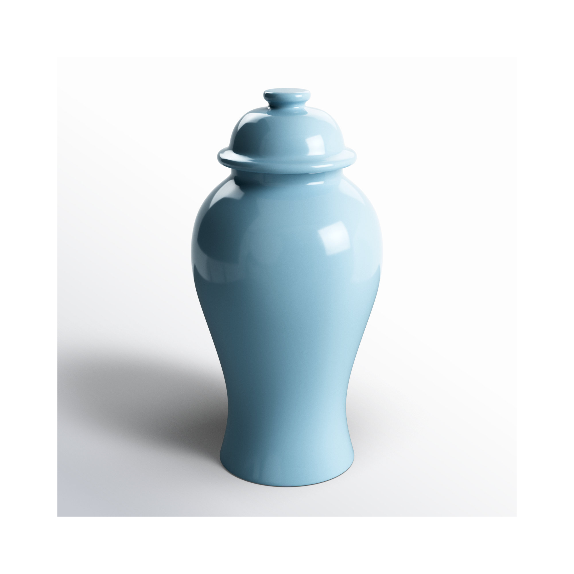 Ricki Ceramic Ginger Jar, 13.25", Light Blue