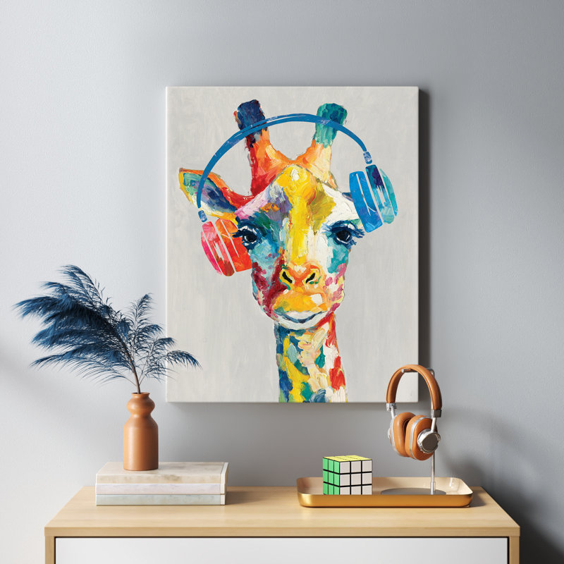 Art sur toile, girafe musicale Aramis, H 30 po x l 24 po x P 1,25 po