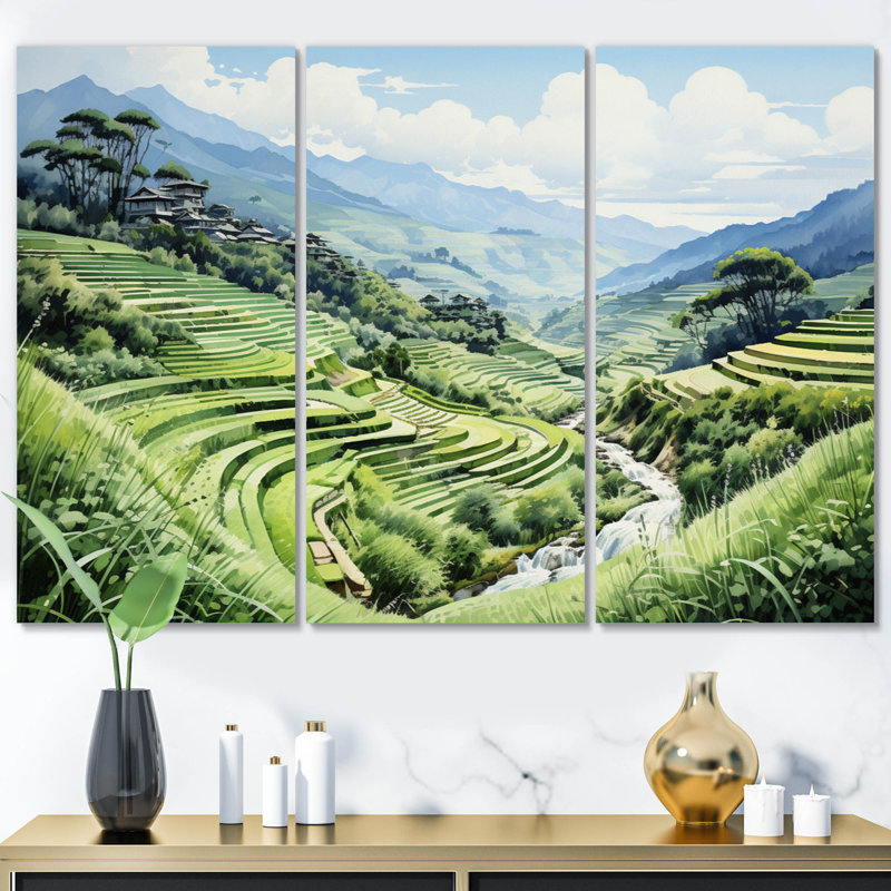 Impression sur toile 3 pièces Vietnam, H 28 po x l 36 po x P 1 po