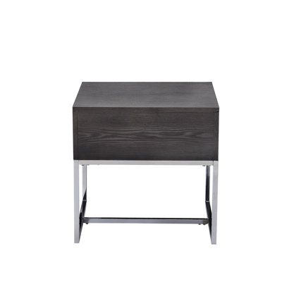 End Table In Gray Oak And With Space Design Rectangular Storage Facility