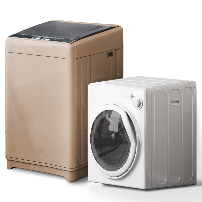 Portable Washer and Dryer Set, 17.6LBS Full-Automatic Washing Machine & 13LBS Compact Dryer, Brown
