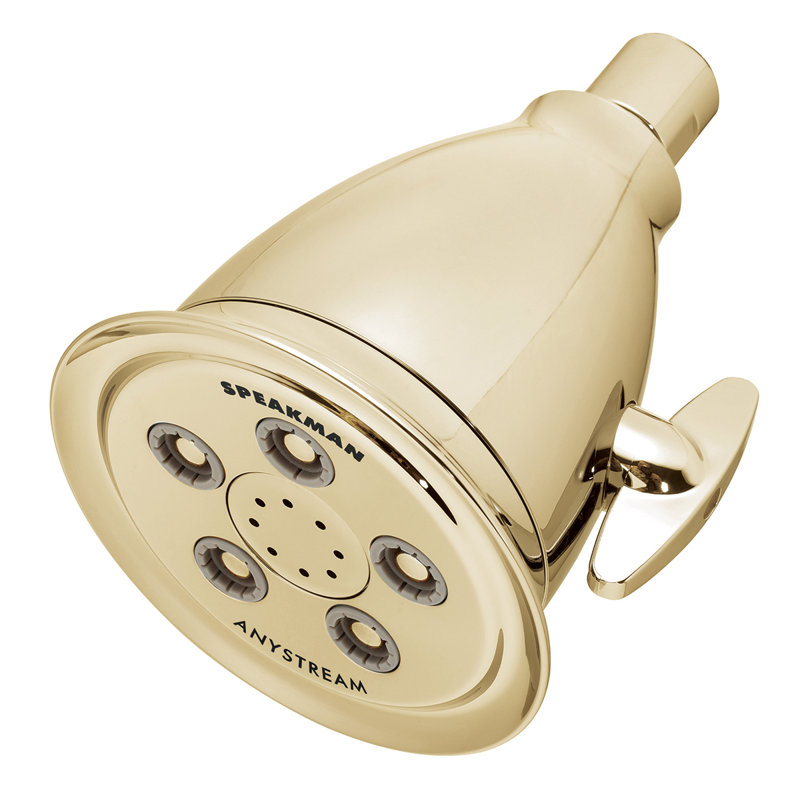Hotel Anystream Multi Function Fixed Shower Head, Polished Brass, 2.5 GPM