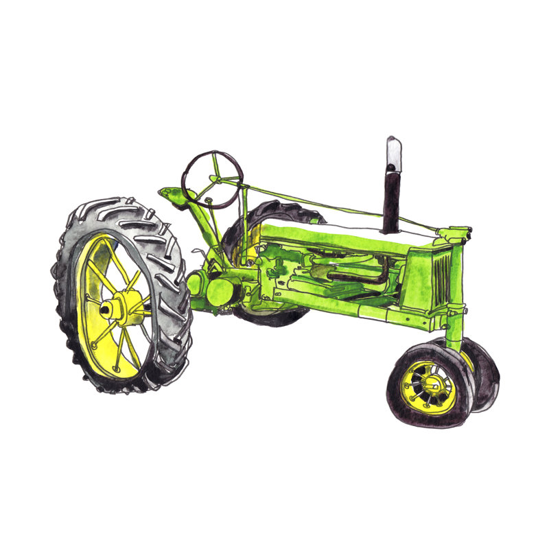 «Tractor Study I» par Paul McCreery - peinture sur toile tendue, H 12 po x l 18 po