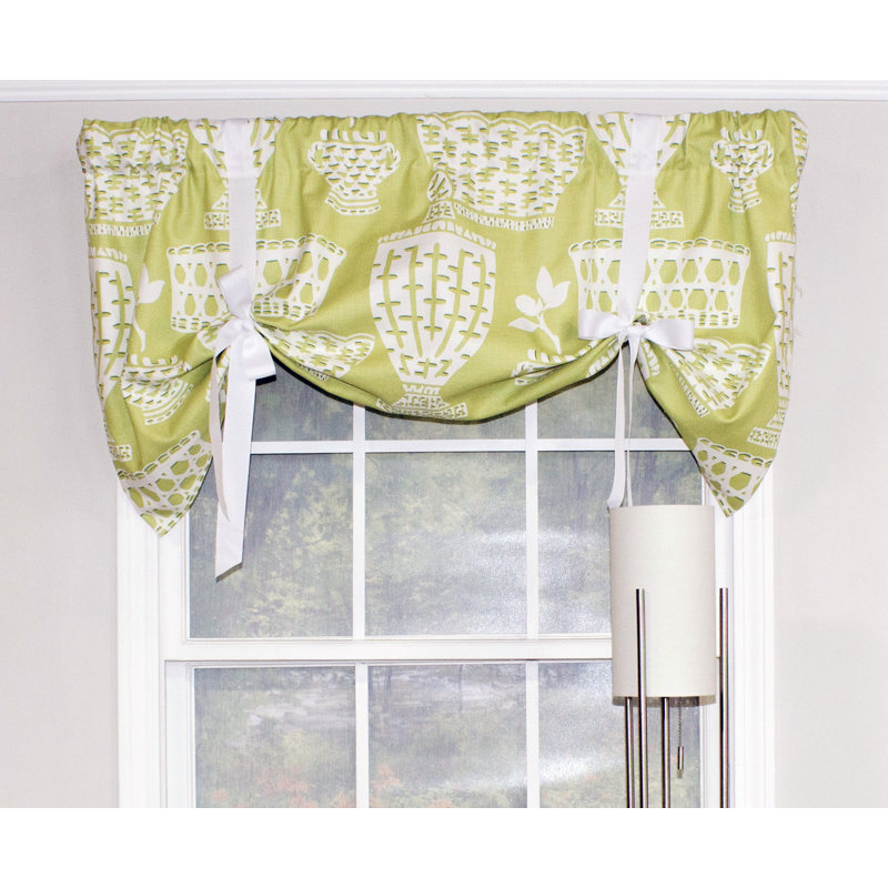 Caroline Cotton Blend Damask Tie-Up Window Valance