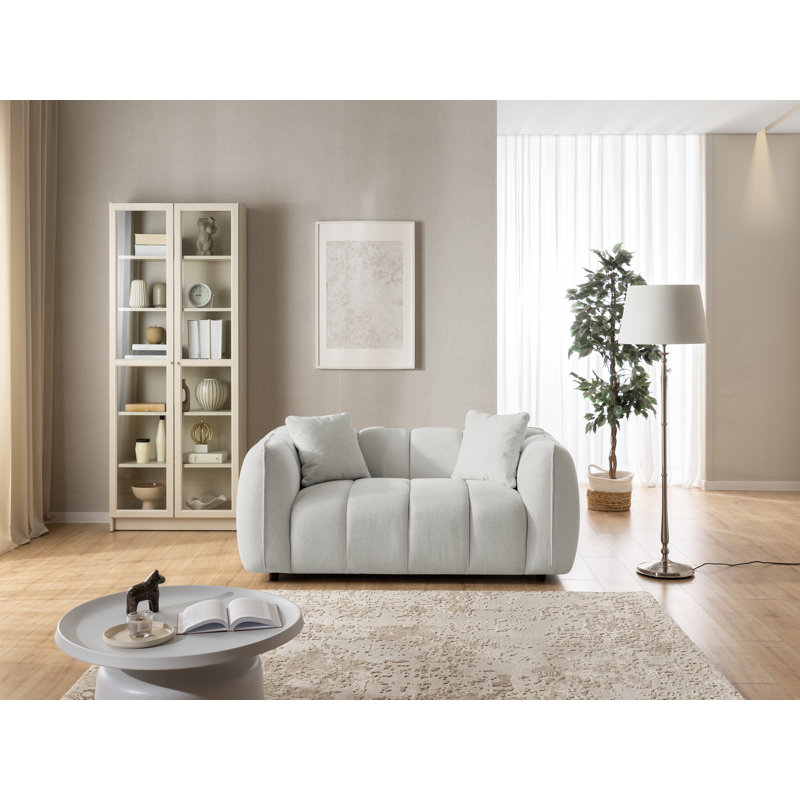Nubira 2 Seater Fabric Sofa, Light Grey