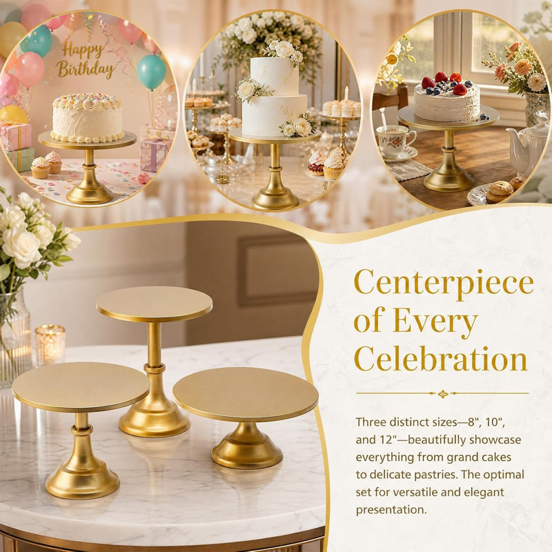 HKFUYULINTECHLIMITED Cake Stand Baking Molds, Gold