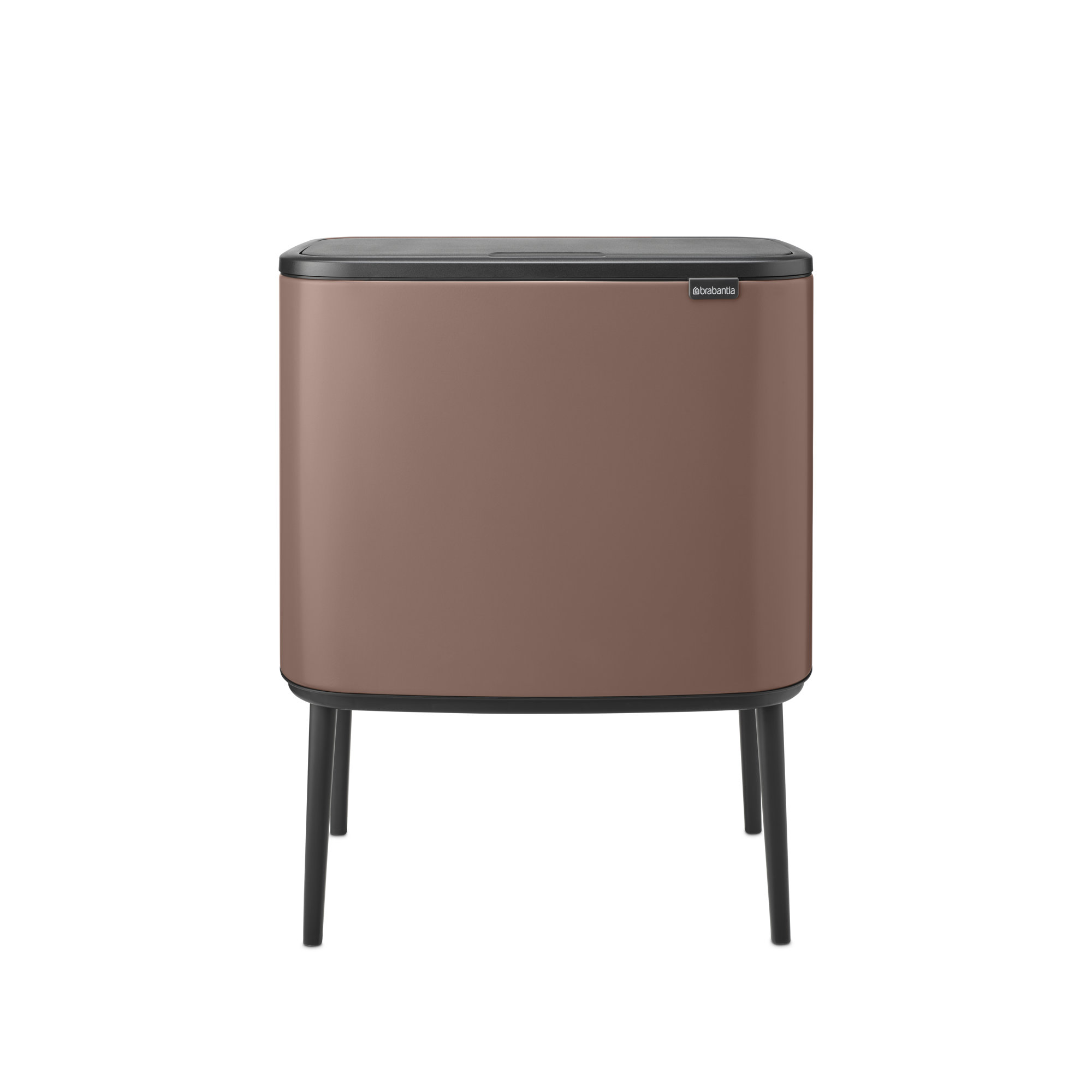 Brabantia Bo Touch Top Dual Compartment Recycling Trash Can, 3 + 6 Gallon (9 Gallon Capacity), Satin Taupe