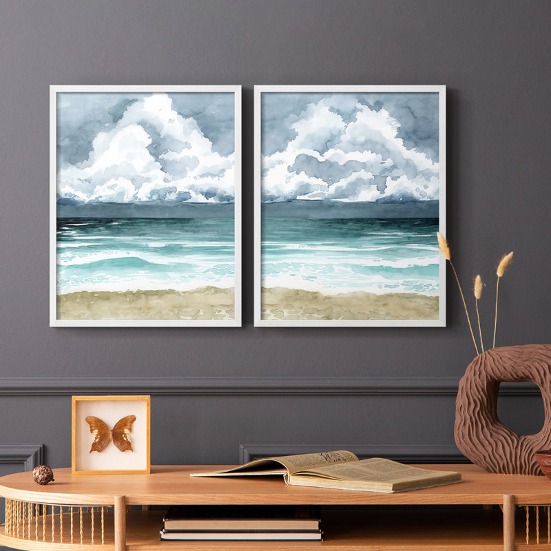 Impression encadrée South Beach Storm I-Premium - prête à être accrochée - aucun clou requis - aucun clou requis, Blanc