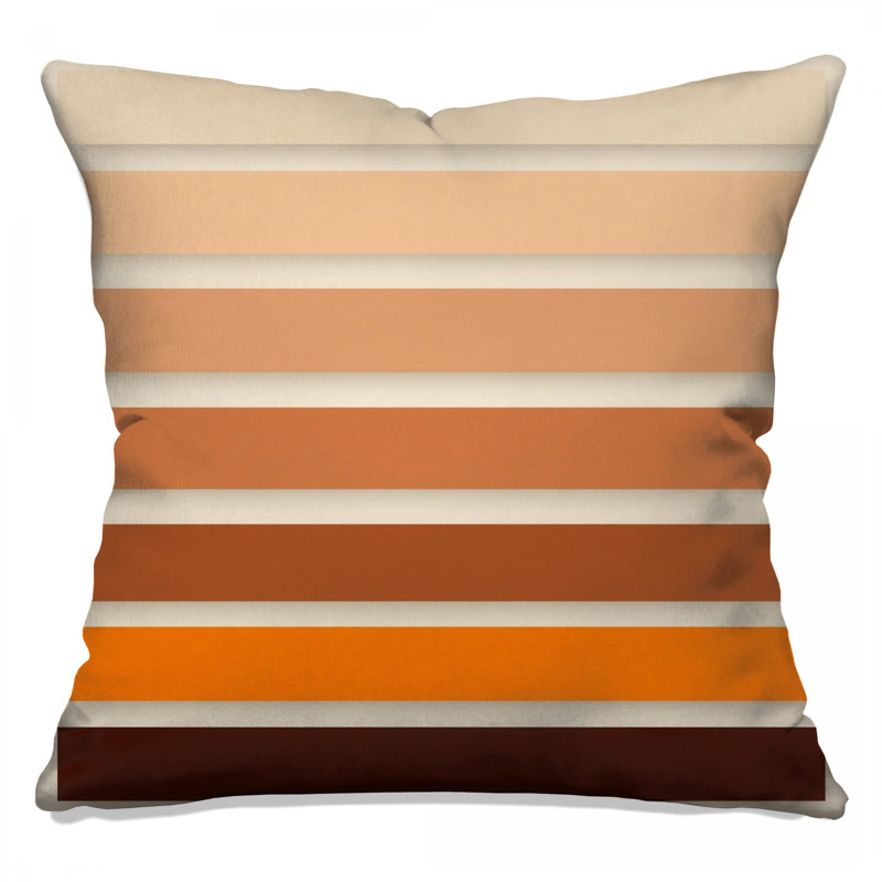 Beige Orange Brown Stripes Double Sided Throw Pillows, 14 x 14 inches