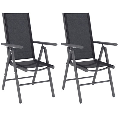 Outsunny Set of 2 Folding Garden Chairs, Aluminium Frame