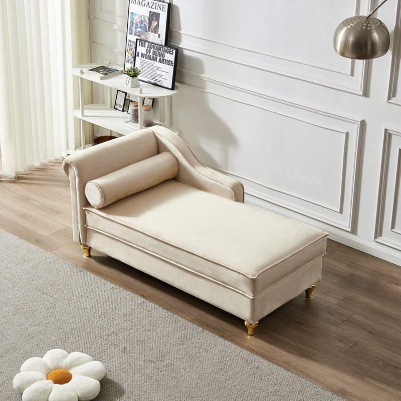 Chaise longue avec rangement Modern Upholstery, Beige