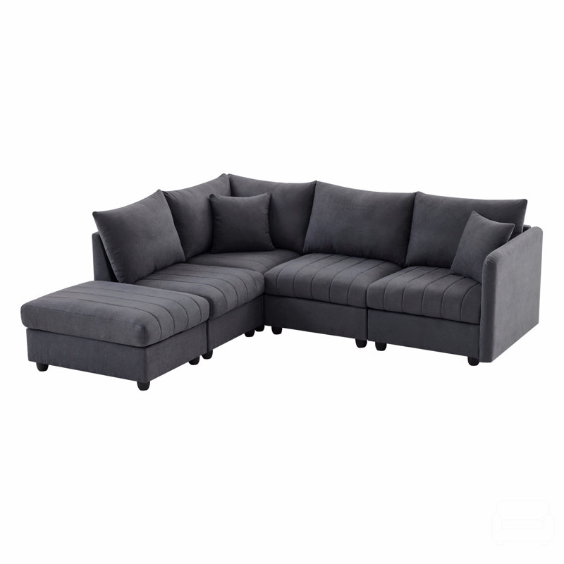 Emmilee Sectional, Dark Gray Fabric