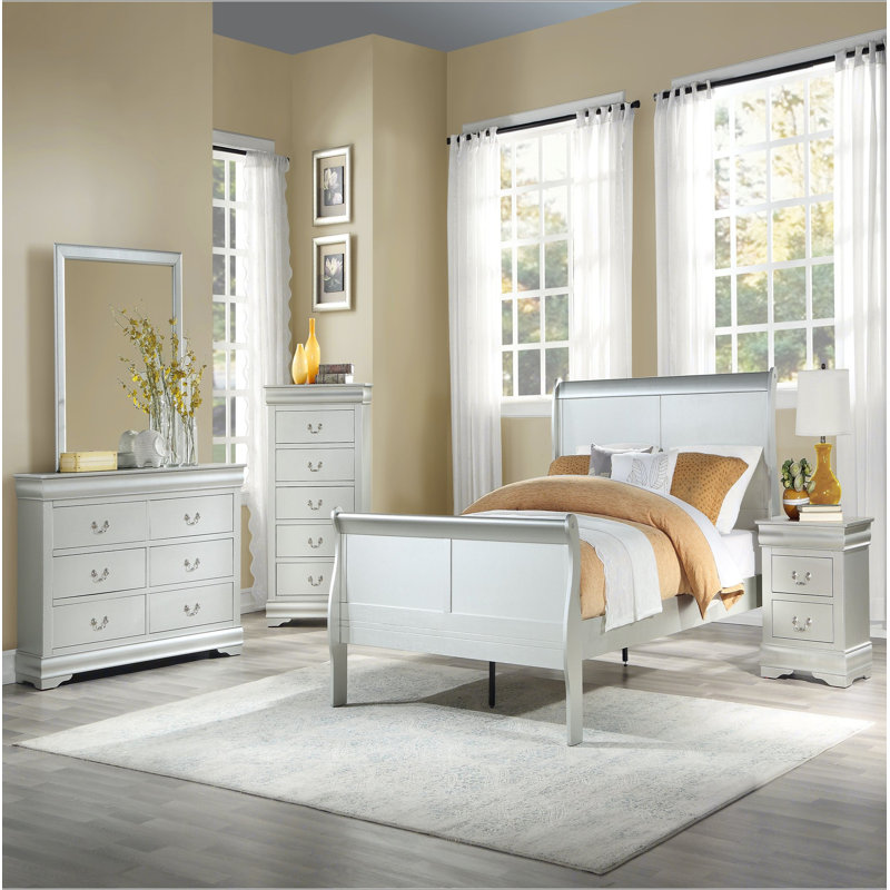 Commode 5 tiroirs Platinum avec poignées en métal