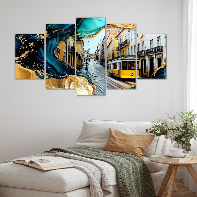 «Emerald Lisbon Street in Portugal I», art mural Portugal - Traditiona, décoration murale diamant