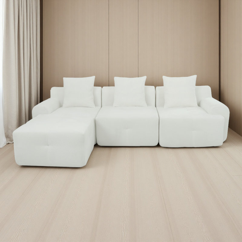 104 SOFA, Beige Pineapple Lattice Fabric