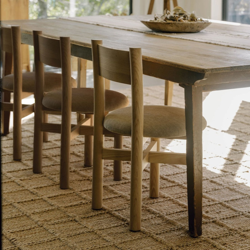 Teddy Dining Chair, Fabric White, Natural