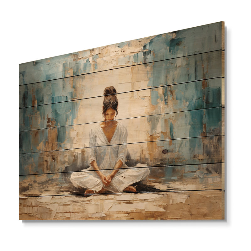 Yoga yoga sérénité sur bois, H 30 po x l 40 po x P 0,78 po
