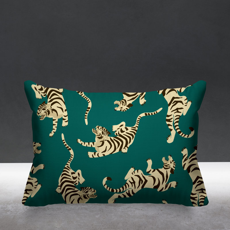Outdoor Reversible Throw Pillow, 14" x 20", Emerald