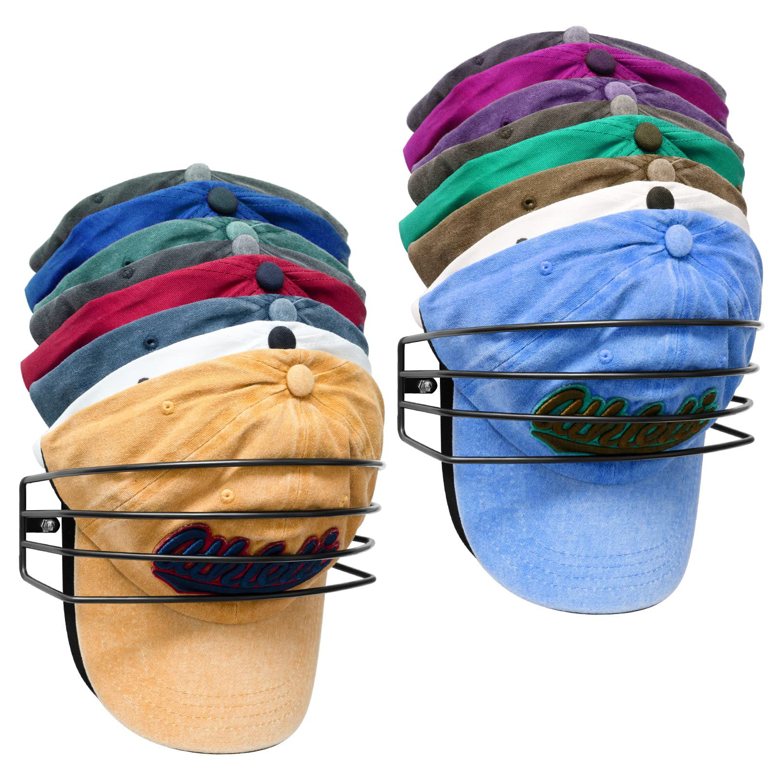 Rebrilliant Baseball Cap Storage Rack 2 Pack, Can Hold 30 Baseball Caps ...