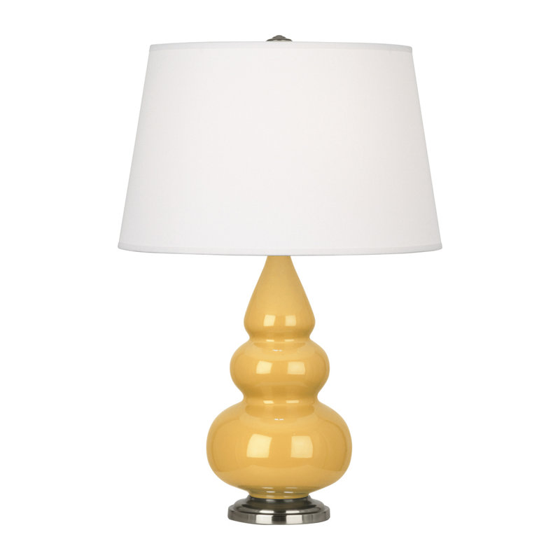 Small Triple Gourd Ceramic Table Lamp, Sunset Yellow/Antique Silver, Antique Silver