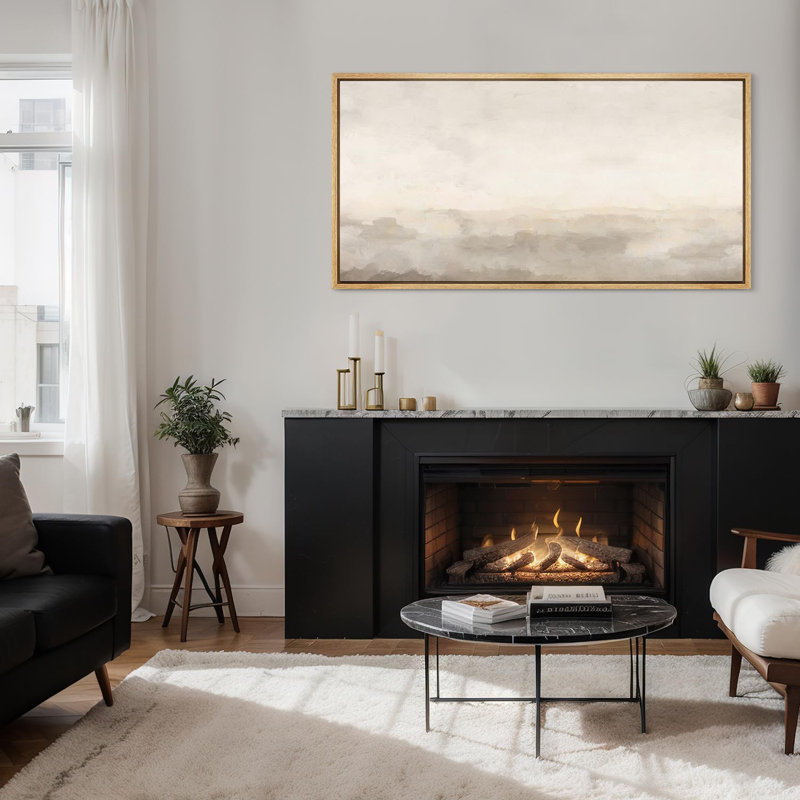 Minimal Landscape Muted Abstract Minimalist Neutral Décor Extra Large Framed Canvas Print Wall Art