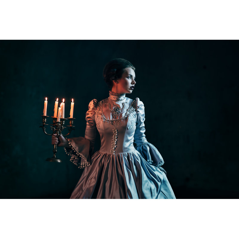 Woman In Victorian Dress by Grape_vein - Wrapped Canvas Print, 30cm H x 46cm W