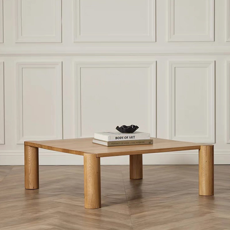 Table basse en bois massif Wabi-sabi, H 13,77 po x l 29,52 po x P 29,52 po