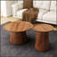 Ensemble de 2 tables basses rondes, grandes et petites tables centrales et d'appoint en bois, finition noyer moderne pour le salon et le bureau