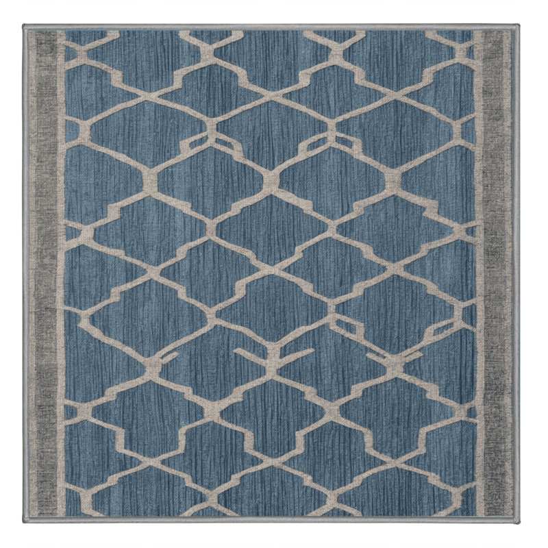 Machine Washable Trellis Gray Area Rug, Square 3'