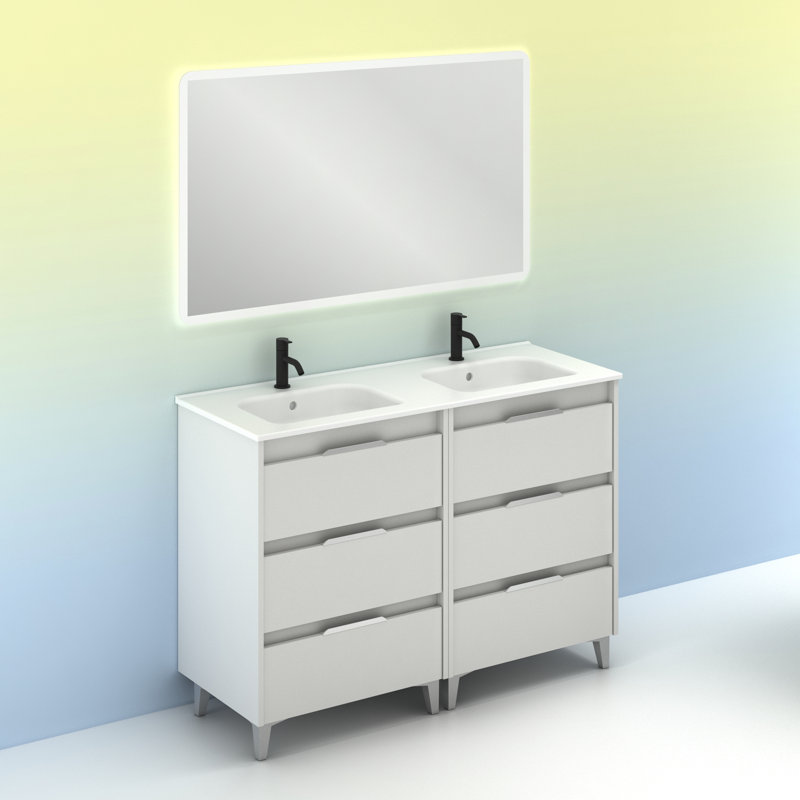 Vanity & Mirror Set, White