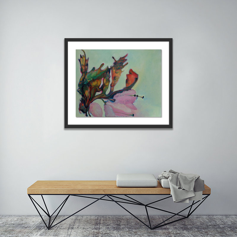 Untitled Floral II Framed Painting, 20" H x 24" W x 1.5" D, Black