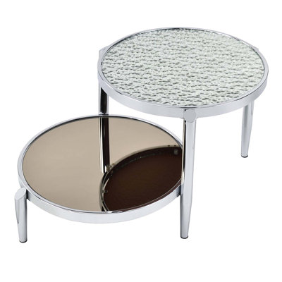 Table basse Abbe, finition verre et chrome
