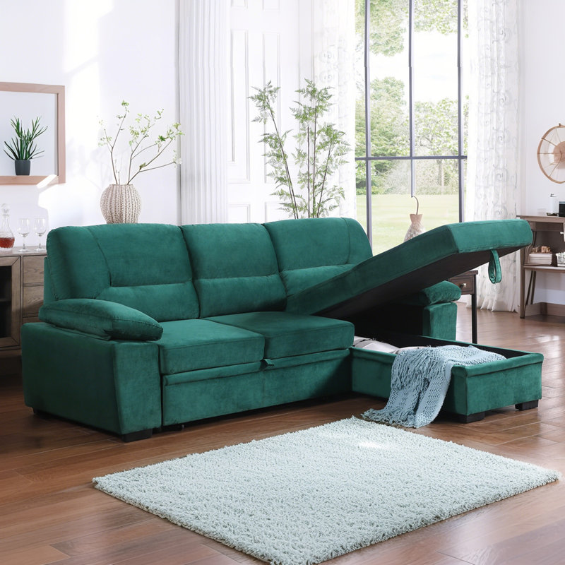 Canapé-lit modulaire réversible en velours 97,5 po avec méridienne